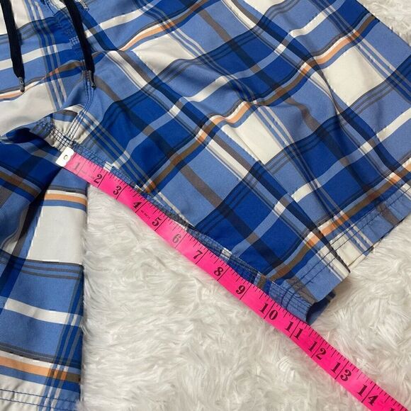 Hurley Swim Trunks Shorts Mens Size 36 Blue Plaid Surf Summer Pocket - Picture 6 of 10